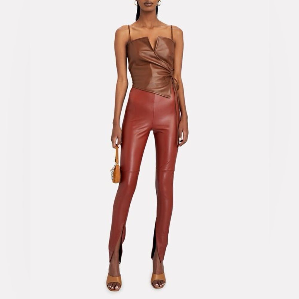 NWT ALIX NYC Carlisle High Waist Faux Leather Pants in Paprika $245 Sz S